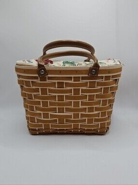 Longaberger 2 Tone Good Ol Summertime Boardwalk Basket Canvas/Plastic Liner Sz M